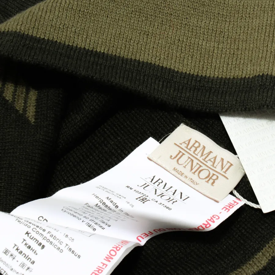 9664X cuffia BOY bimbo ARMANI JUNIOR GREEN mix wool beanie hat