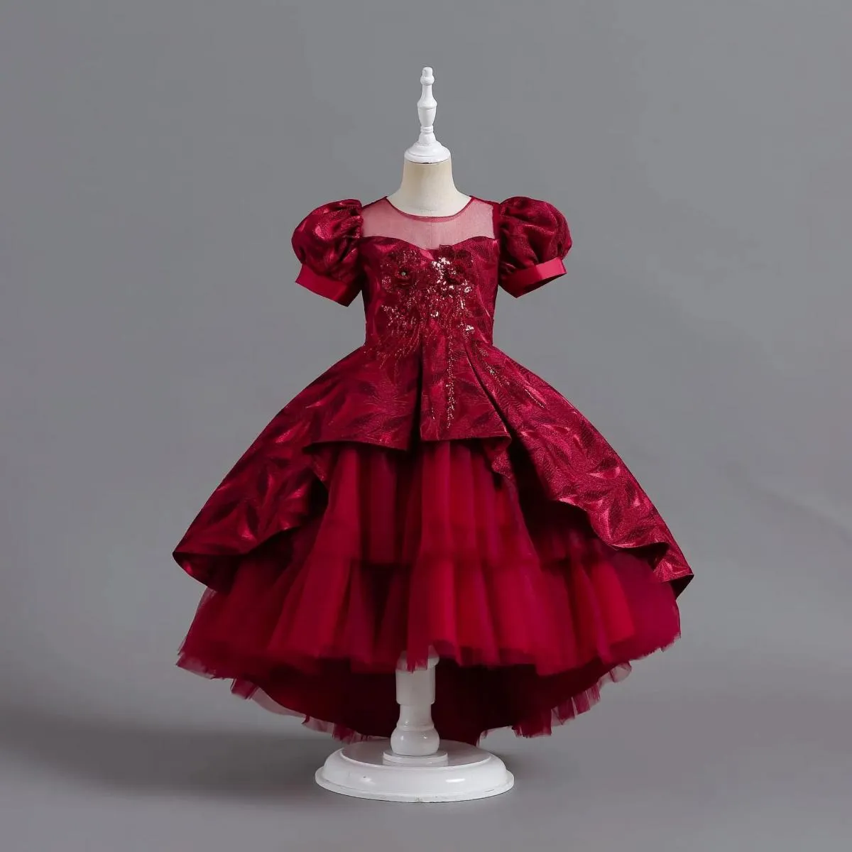 Abiti da festa per ragazze splendidi ed eleganti con ricamo in rete per abiti da ballo di Natale di 4 12 anni Nuovi bambini