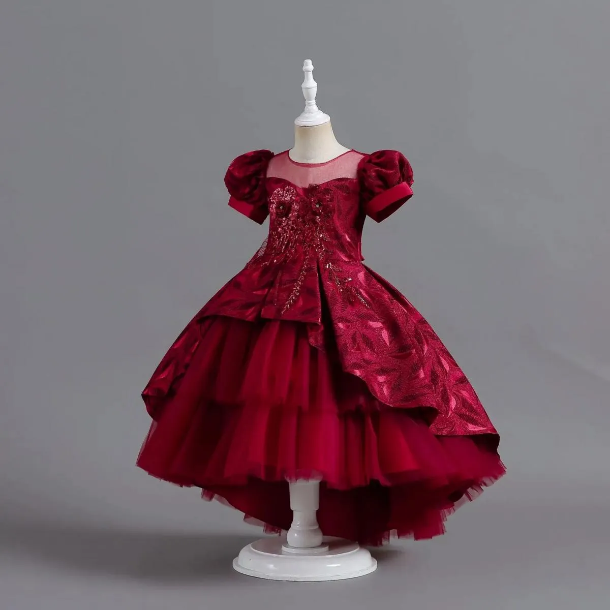 Abiti da festa per ragazze splendidi ed eleganti con ricamo in rete per abiti da ballo di Natale di 4 12 anni Nuovi bambini