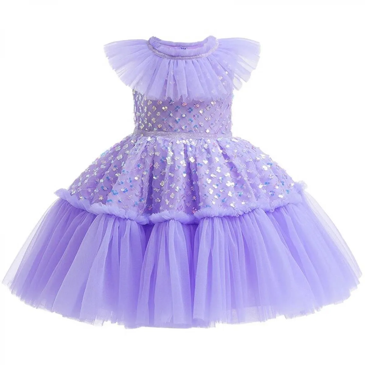 Abito da principessa in rete con paillettes, abito natalizio per ragazze, vestito da ballo per ragazze, Natale