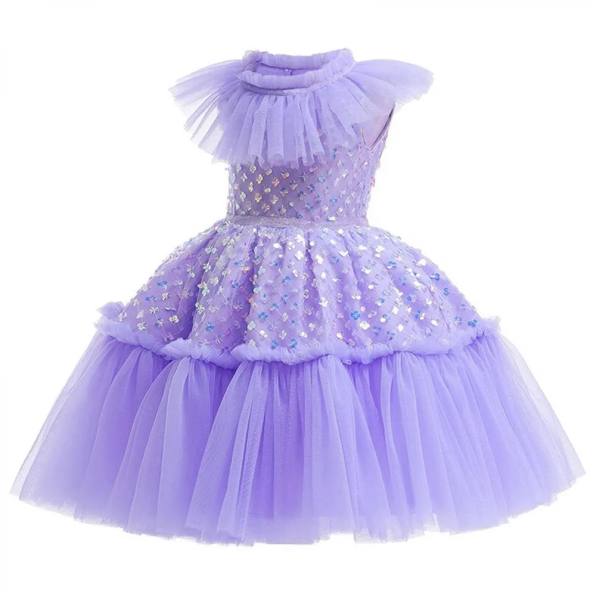 Abito da principessa in rete con paillettes, abito natalizio per ragazze, vestito da ballo per ragazze, Natale
