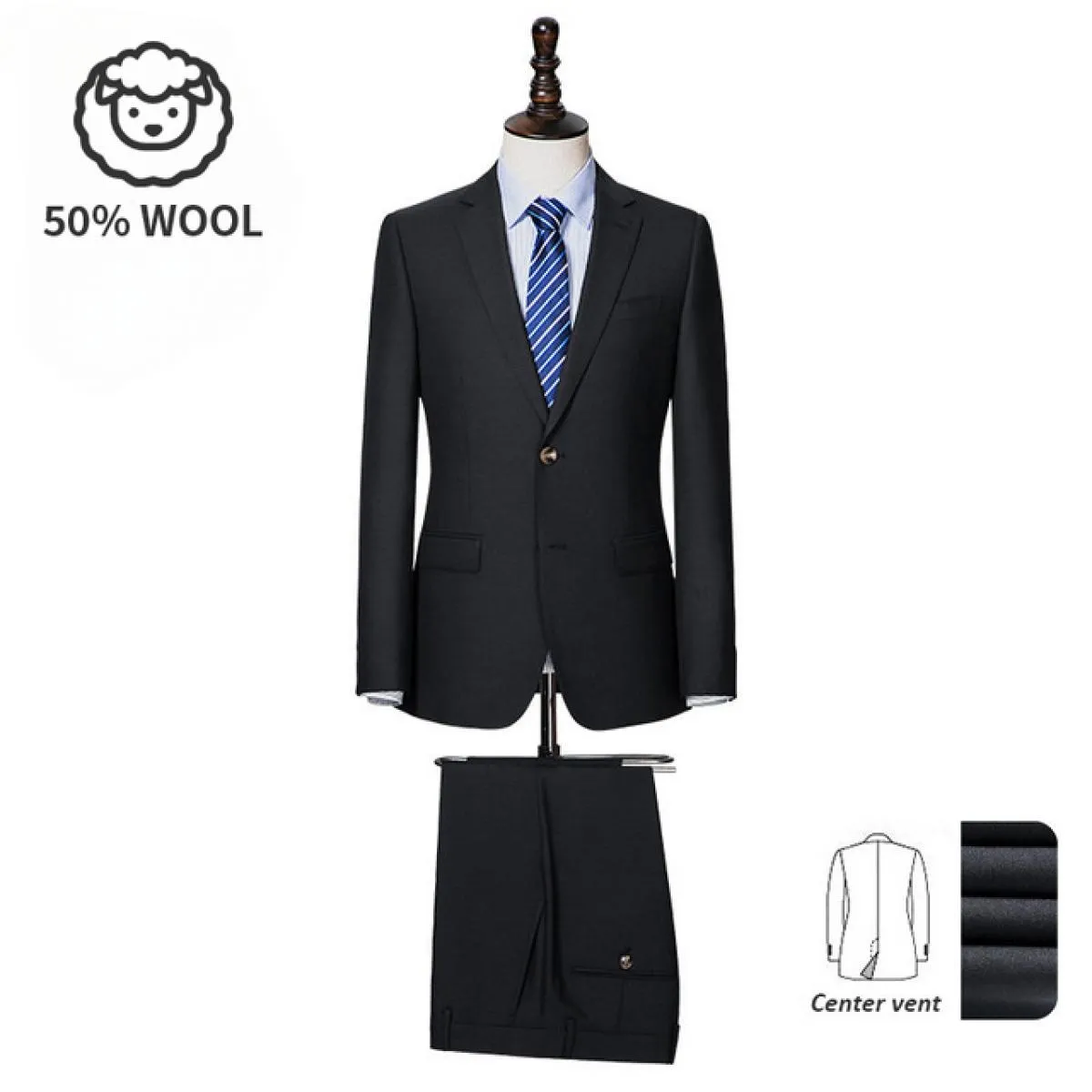 Abito da uomo premium da uomo, abbigliamento formale professionale, ideale per lavoro e matrimoni, 50% lana, vestibilità persona