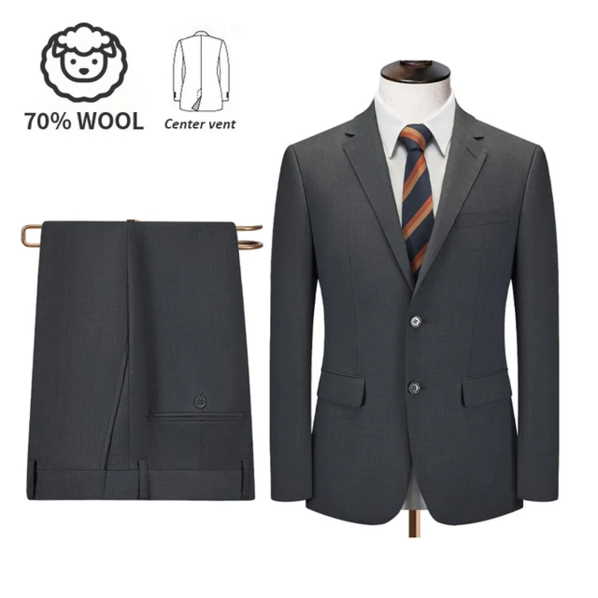 Abito da uomo premium da uomo, abbigliamento formale professionale, ideale per lavoro e matrimoni, 50% lana, vestibilità persona
