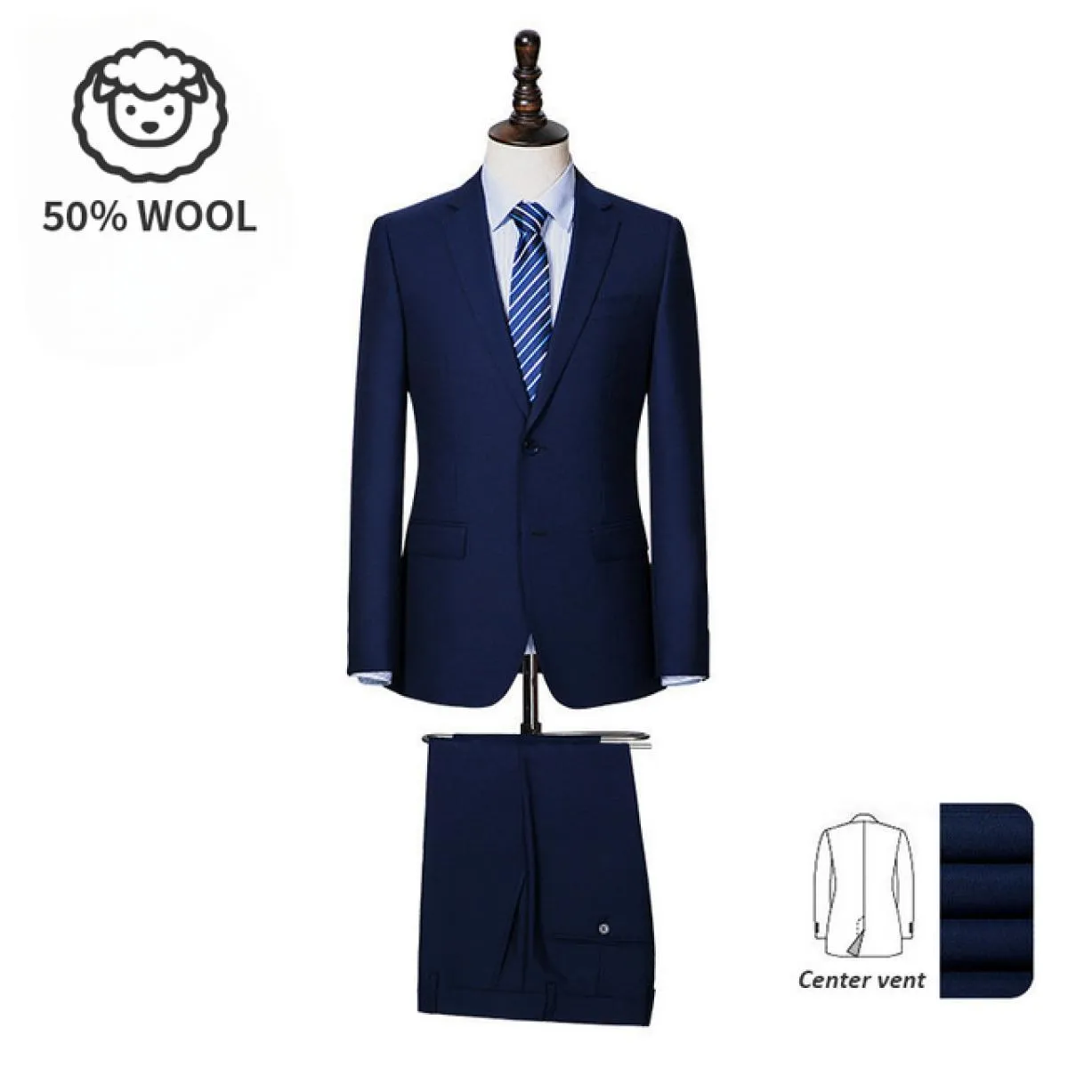 Abito da uomo premium da uomo, abbigliamento formale professionale, ideale per lavoro e matrimoni, 50% lana, vestibilità persona