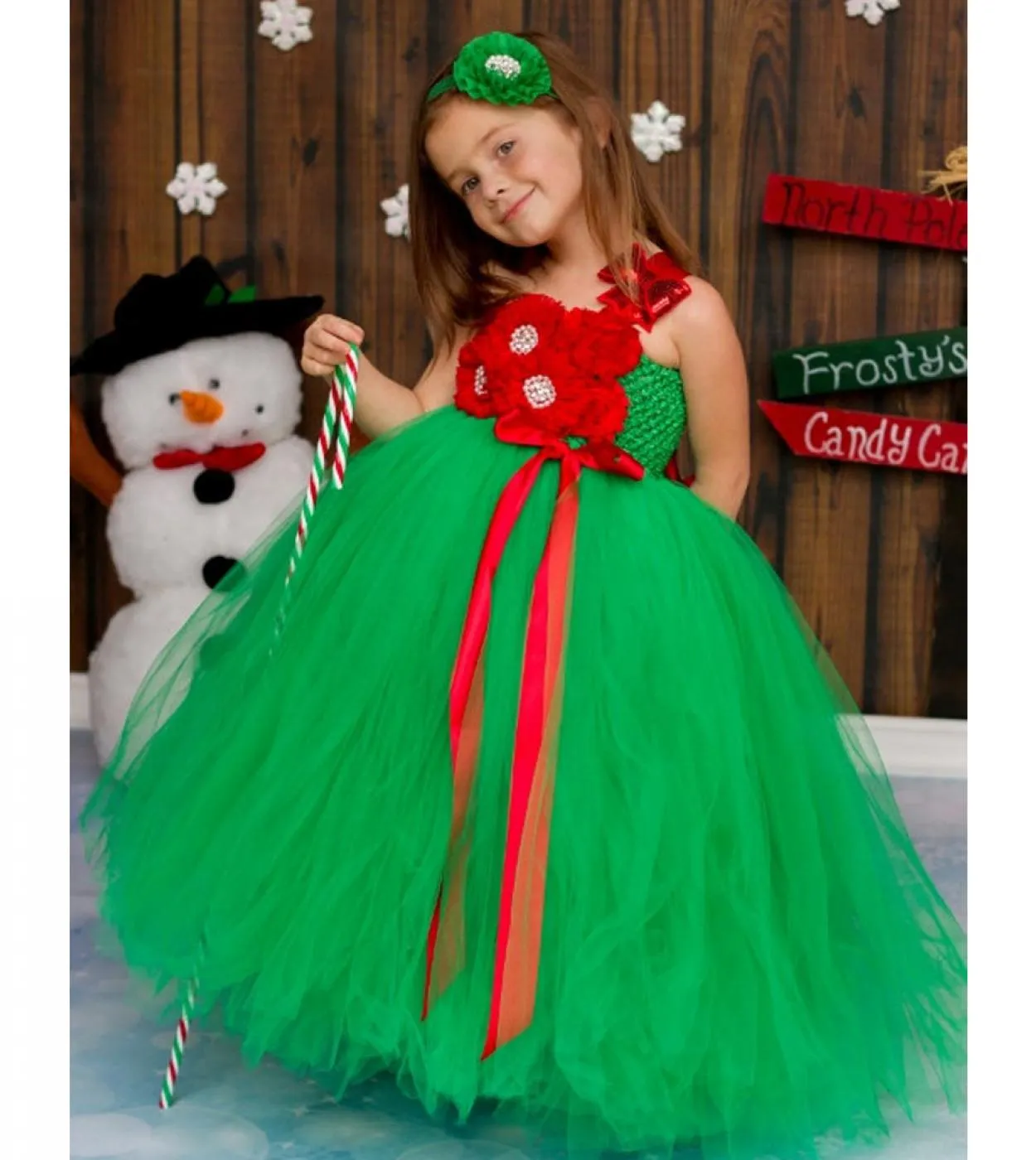Abito lungo rosso verde natalizio per ragazze Costume da festa di Natale per bambini Tutu di compleanno Vestito Abiti da ragazza