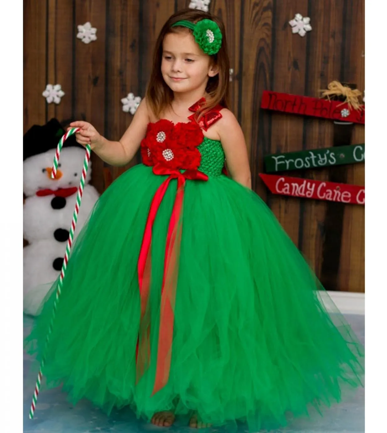 Abito lungo rosso verde natalizio per ragazze Costume da festa di Natale per bambini Tutu di compleanno Vestito Abiti da ragazza