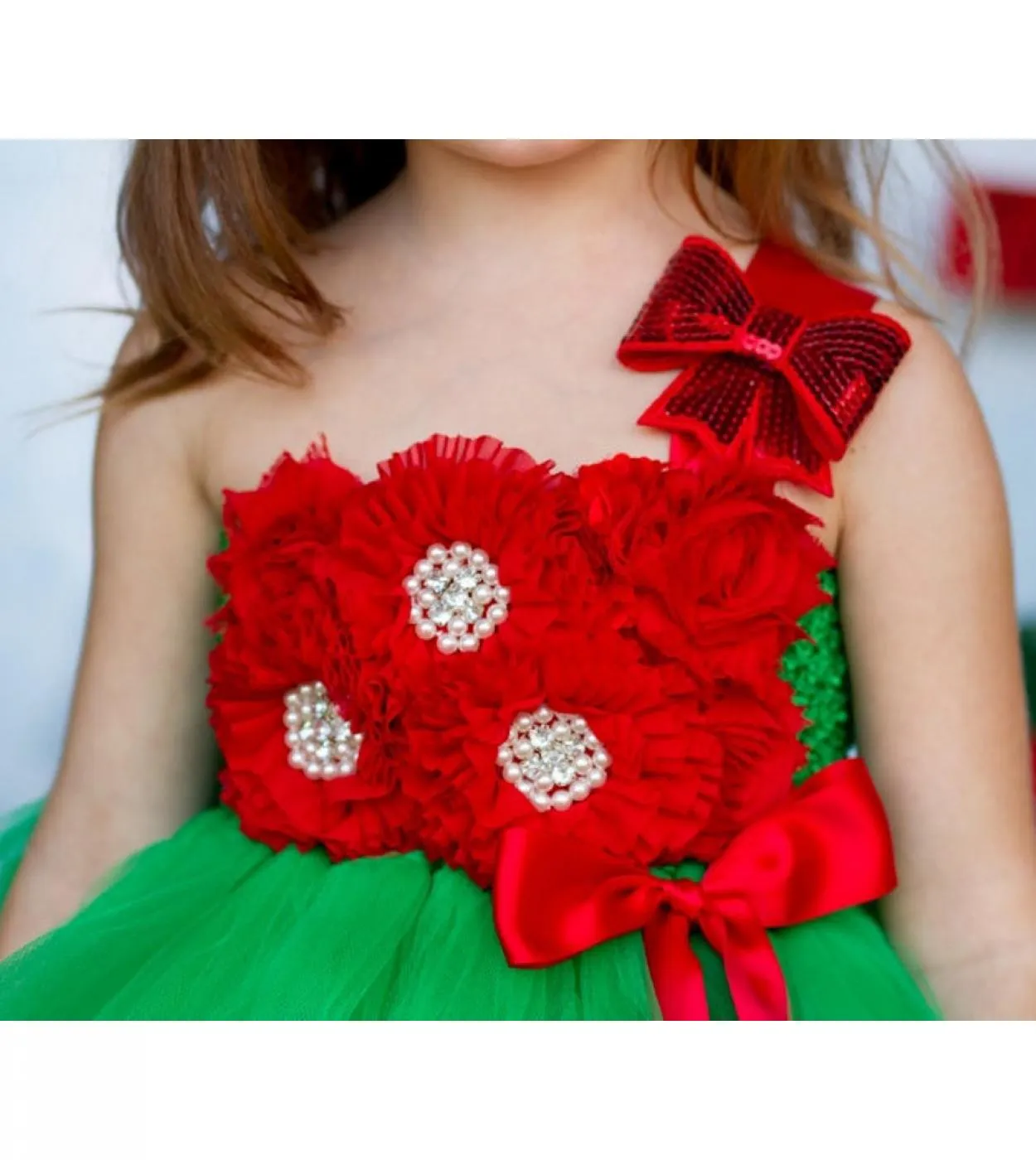 Abito lungo rosso verde natalizio per ragazze Costume da festa di Natale per bambini Tutu di compleanno Vestito Abiti da ragazza