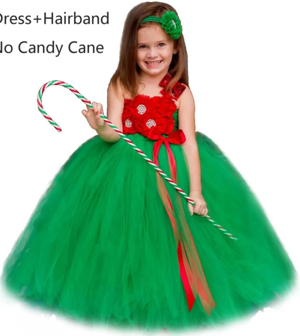 Abito lungo rosso verde natalizio per ragazze Costume da festa di Natale per bambini Tutu di compleanno Vestito Abiti da ragazza