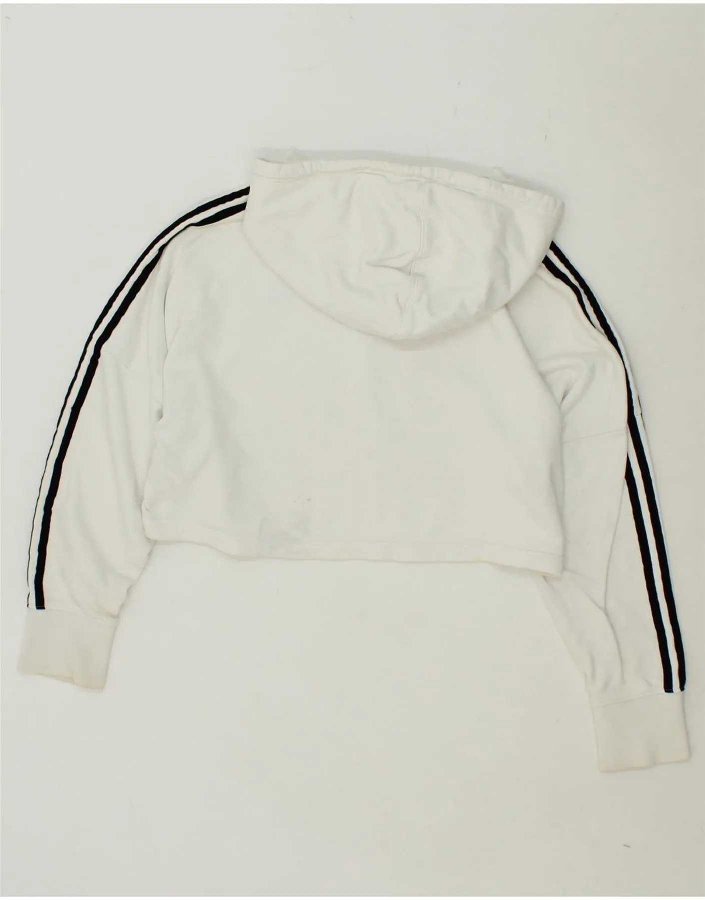 ADIDAS Womens Crop Oversized Hoodie Jumper UK 8 Smalll White Cotton