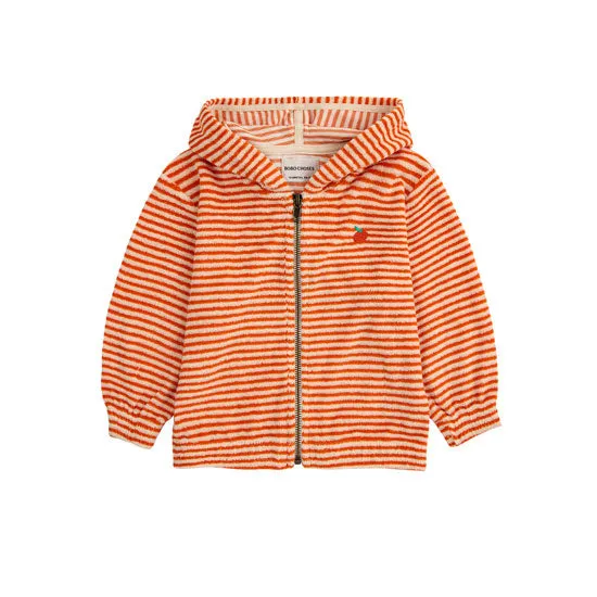 Baby Orange Stripes terry zipped hoodie