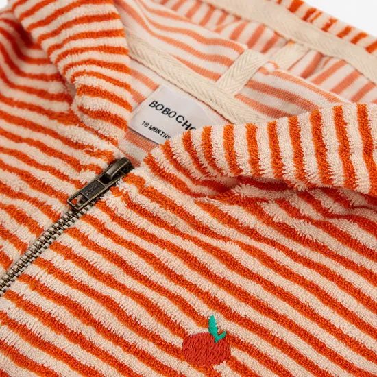 Baby Orange Stripes terry zipped hoodie