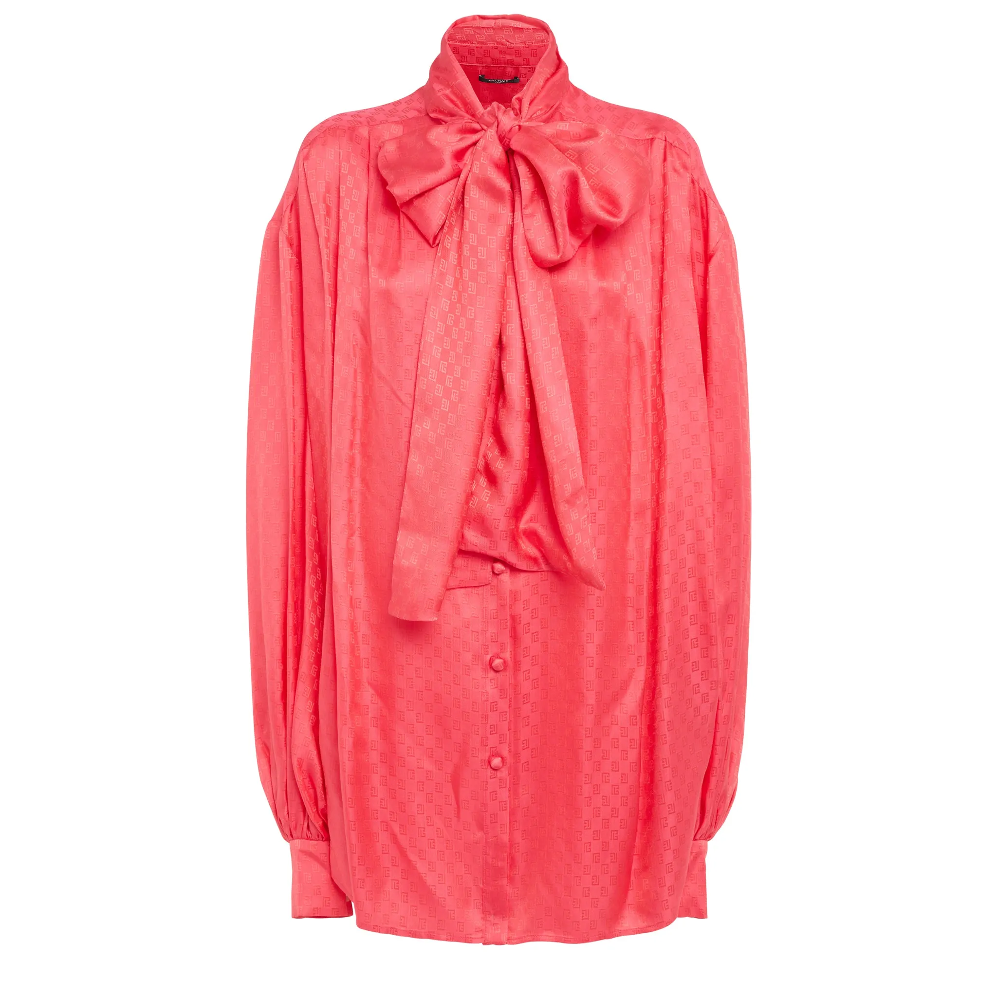 BALMAIN  Camicia oversize in seta rossa