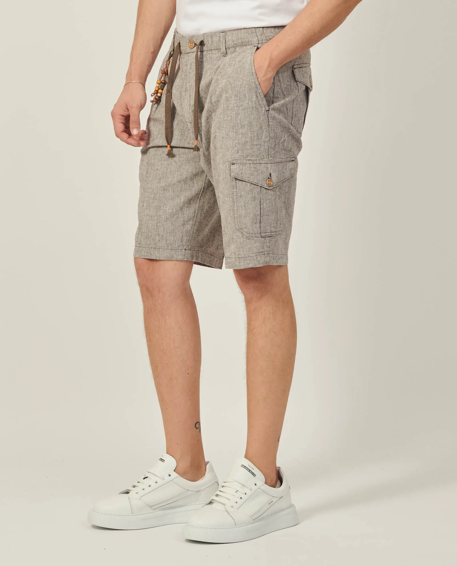 Bermuda uomo Yes Zee modello cargo in lino