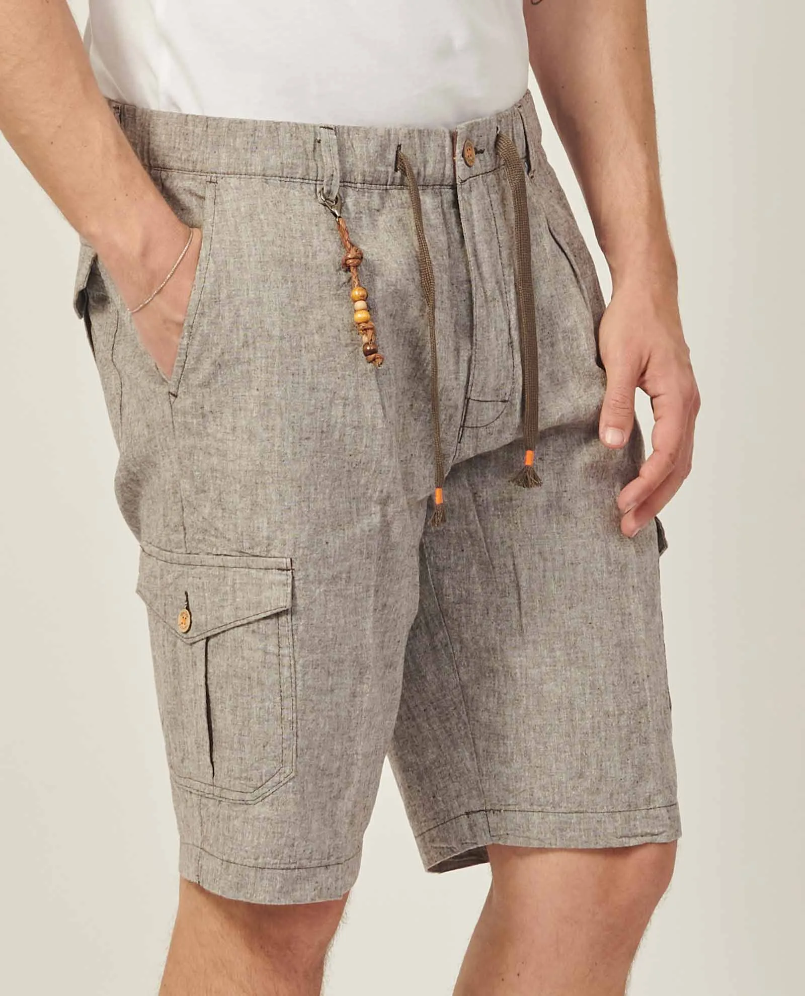 Bermuda uomo Yes Zee modello cargo in lino
