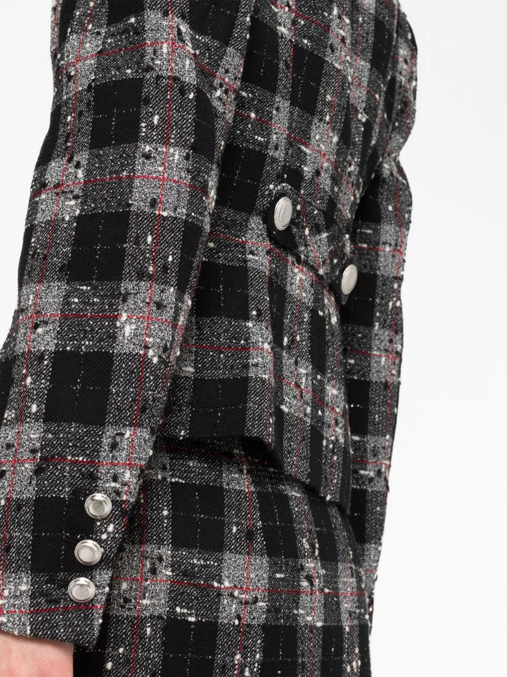Blazer a quadri con dettaglio cuciture in nero - donna