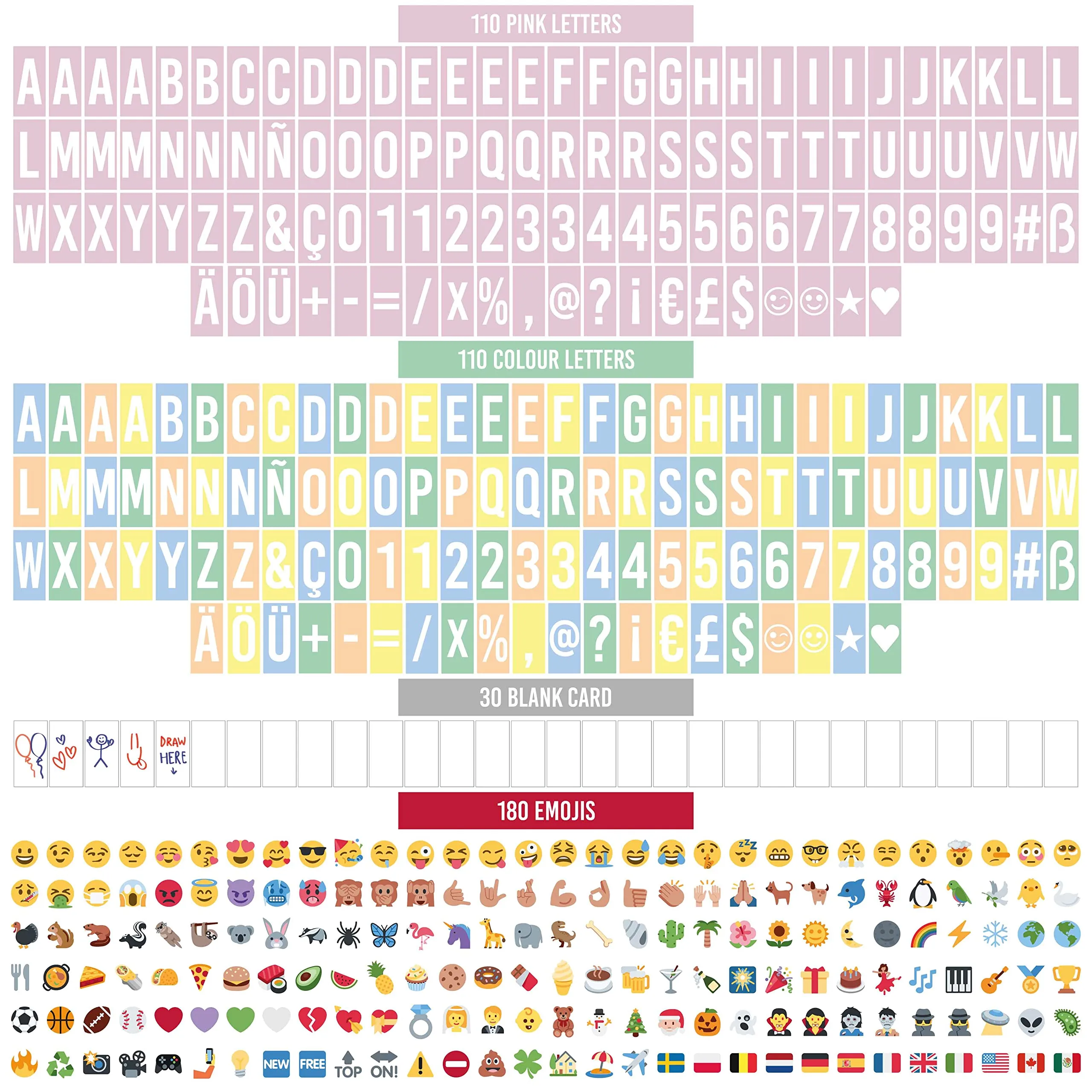 BONNYCO Light Box Rosa con 400 Lettere ed Emoji, 2 Pennarelli Lavagna Luminosa con Lettere Luminose Idee Regalo per Compleanno e