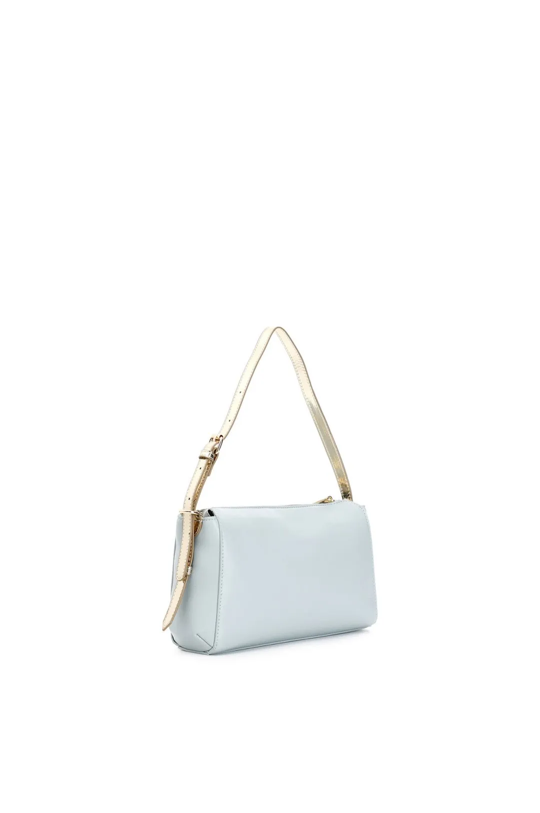 borsa a spalla con dettagli in materiale specchio cielo