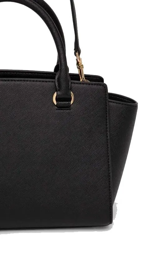 BORSA NERA "SELMA" IN PELLE SAFFIANO