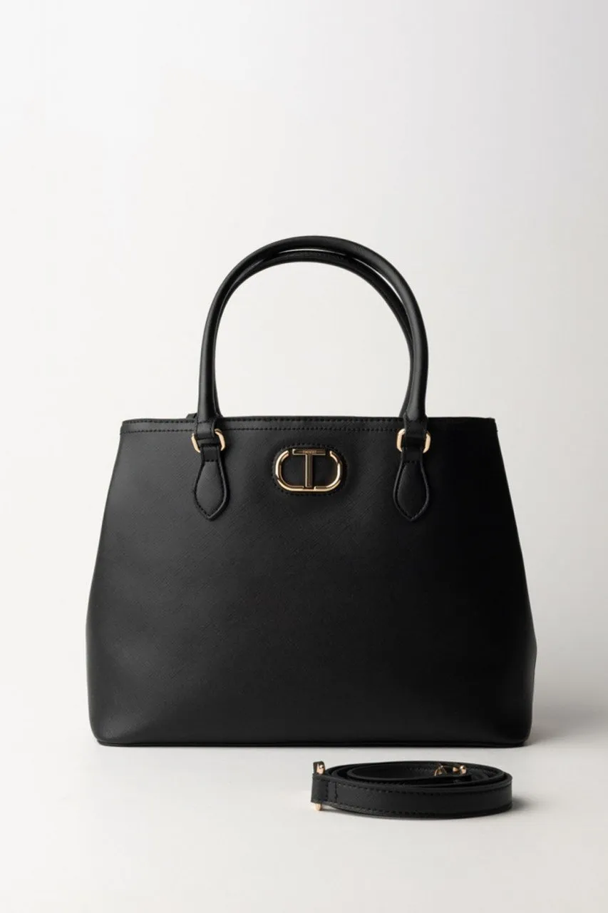 Borsa Tote con logo in oro Nero