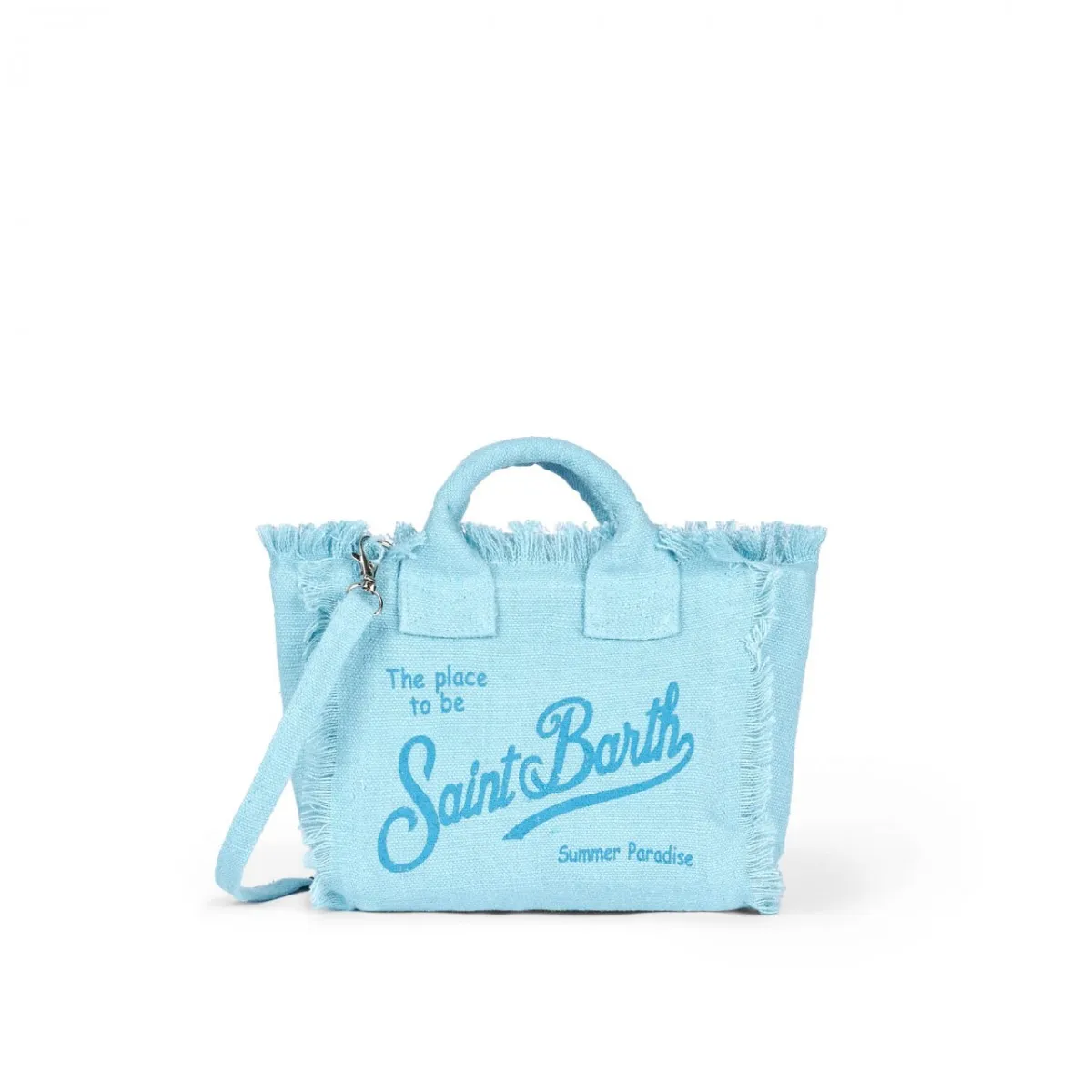 Borsa Vanity Mini In Lino Azzurra
