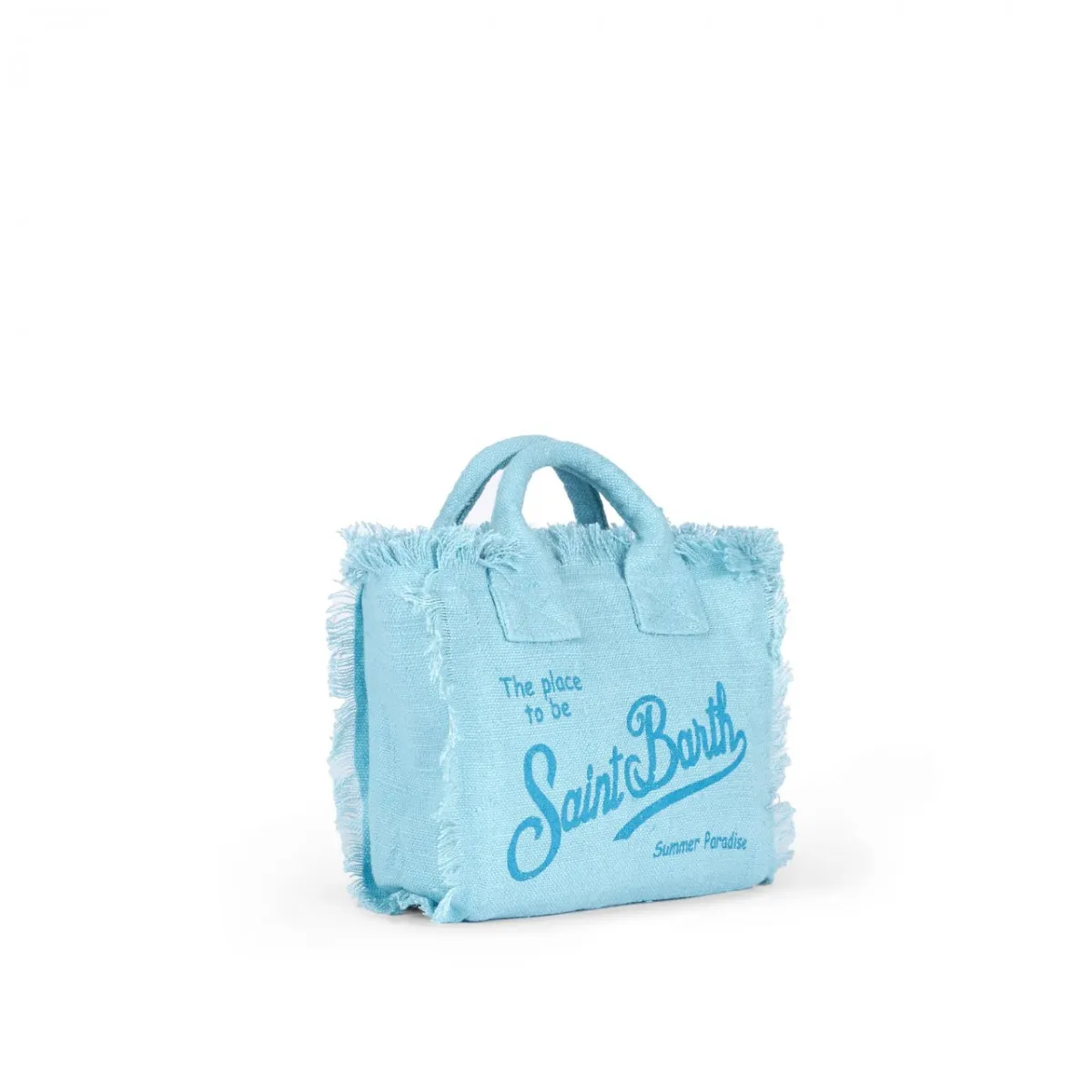 Borsa Vanity Mini In Lino Azzurra
