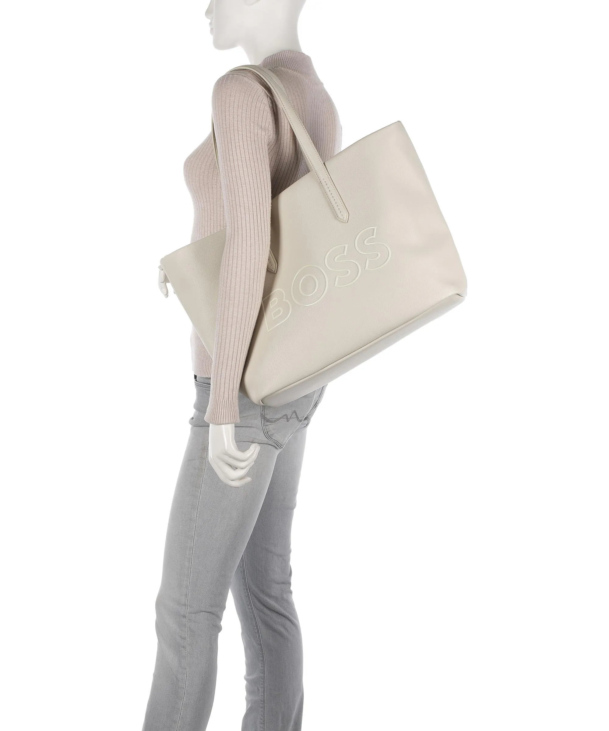  BOSS Addison Borsa shopper pelle sintetica avorio  