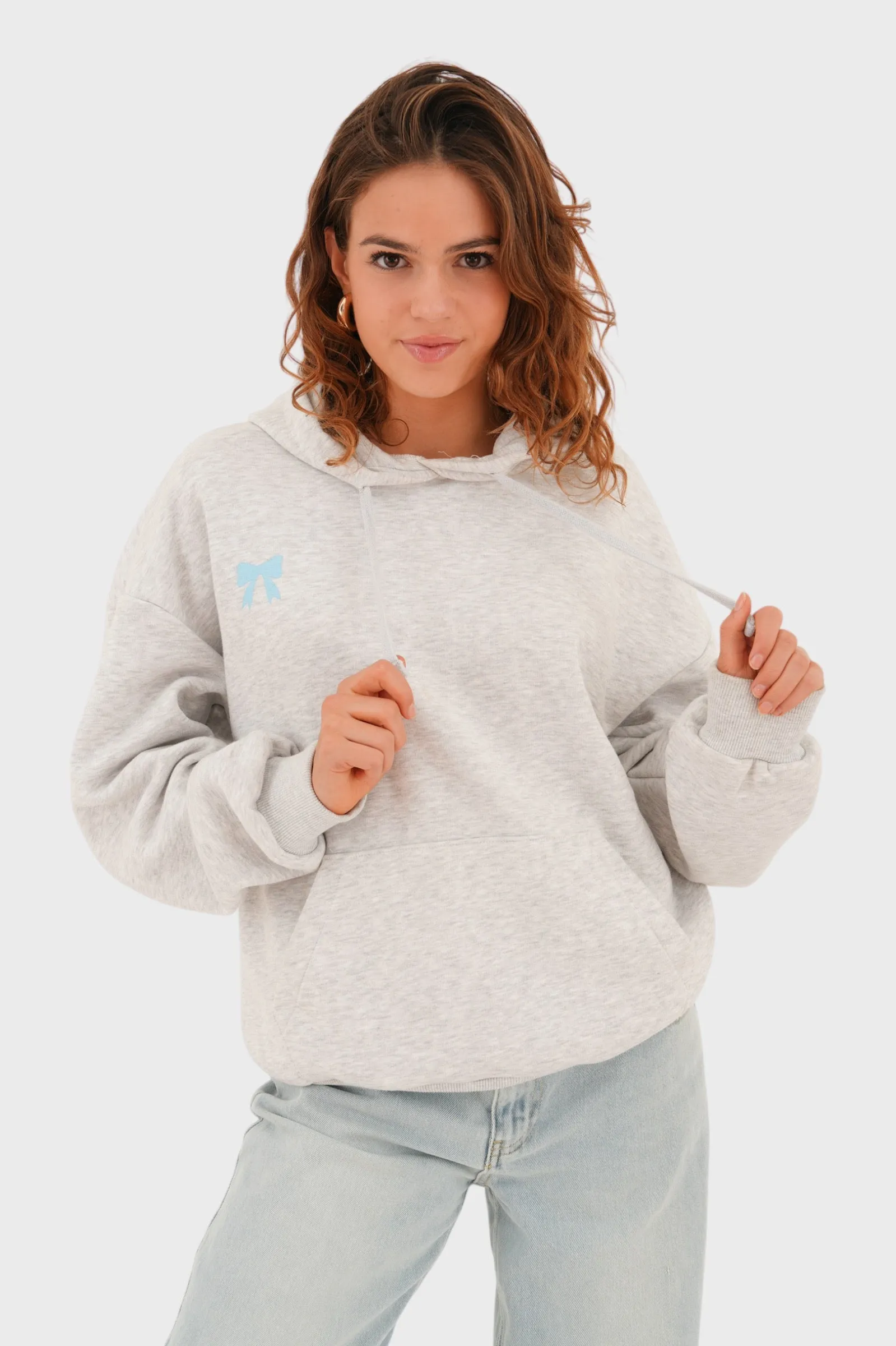 Bow hoodie grey