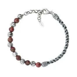 Bracciale Amen Treccia Pietra Lavica E Occhio Di Tigre Rosso