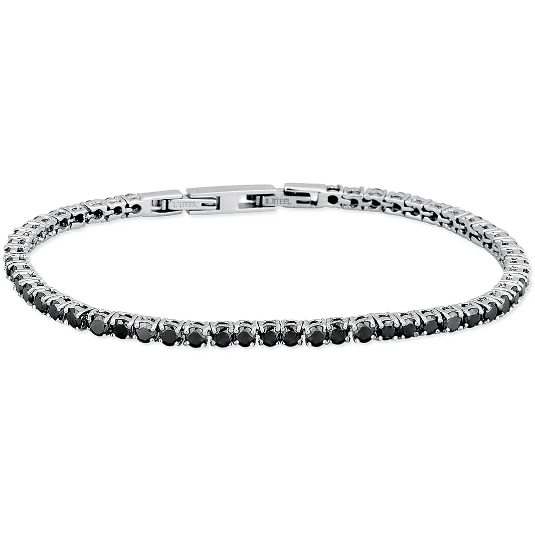 Bracciale Tennis con Zirconi Neri Uomo 2Jewels