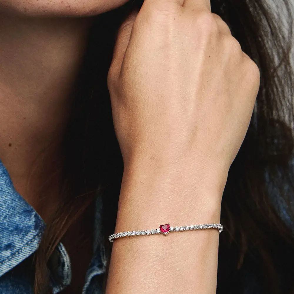 BRACCIALE TENNIS CUORE ROSSO PANDORA