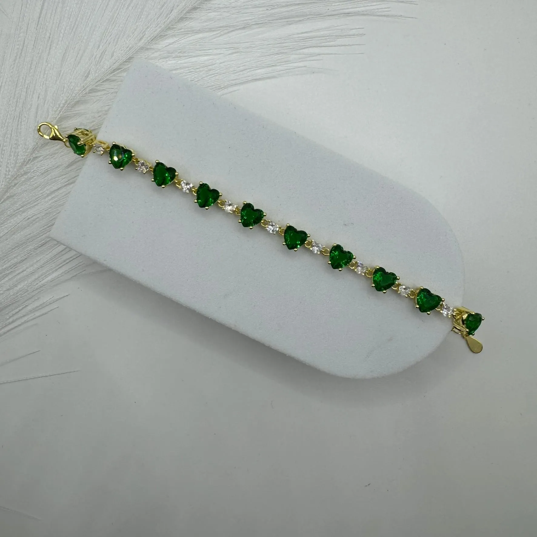 Bracciale tennis cuori con zirconi argento gold