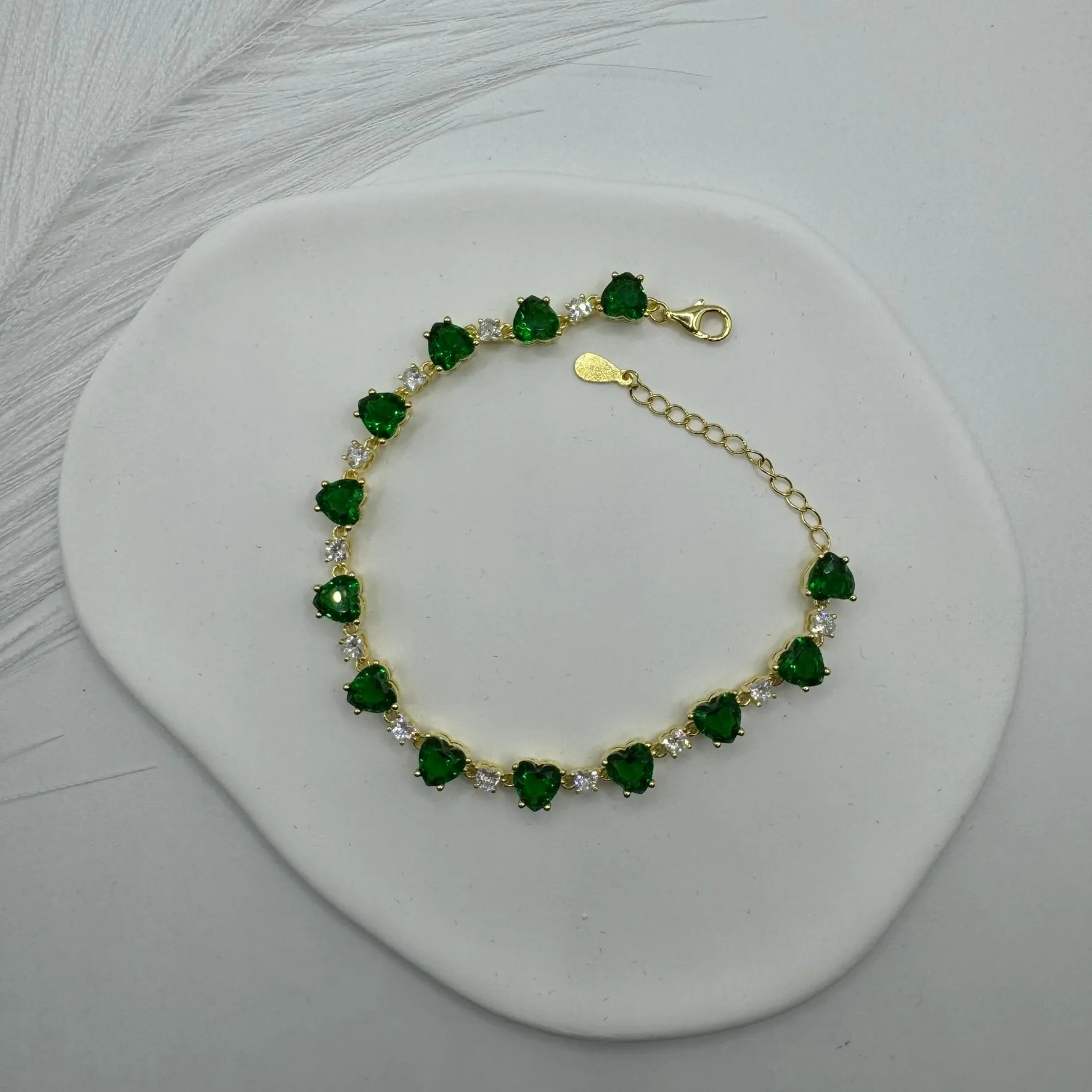 Bracciale tennis cuori con zirconi argento gold