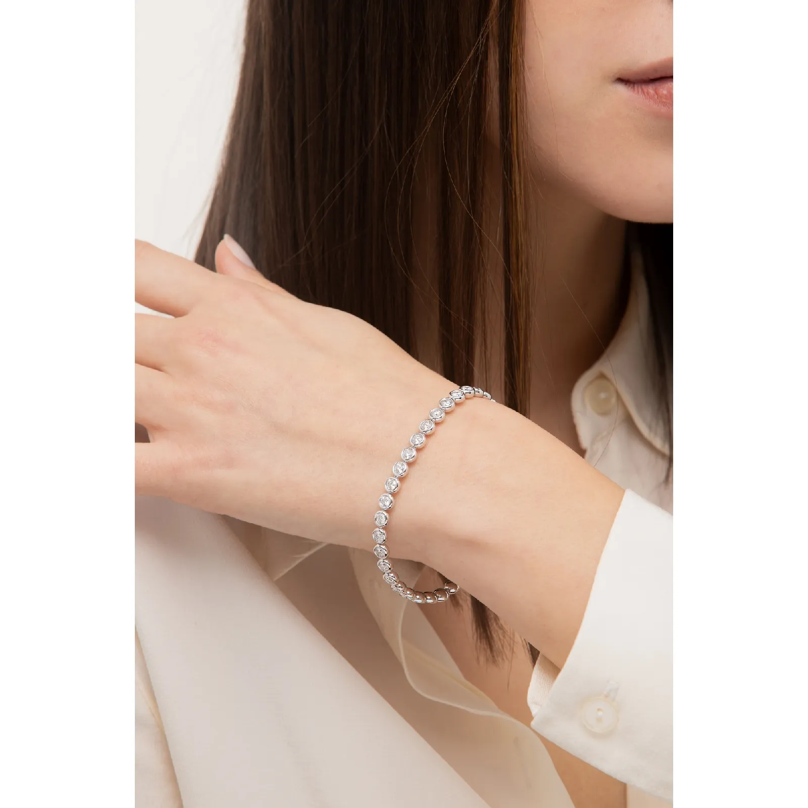 Bracciale Tennis Donna Diamanti Oro Bianco 18k