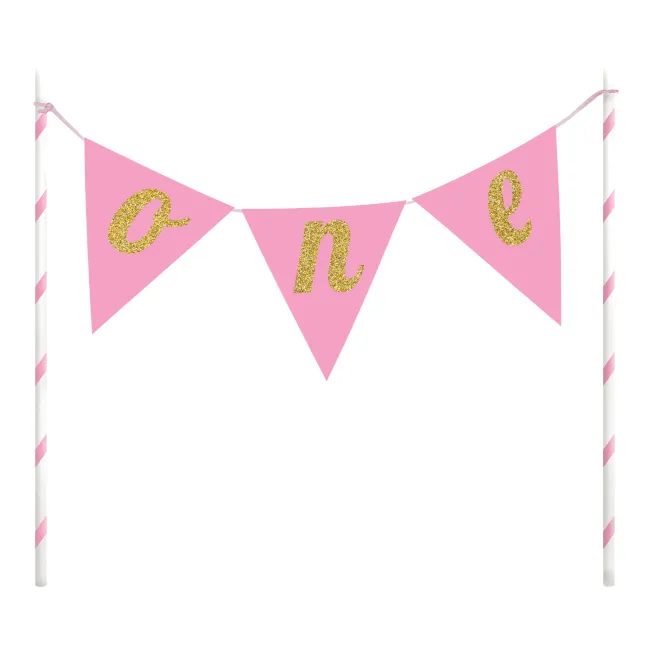 Cake topper rosa e oro 23 cm