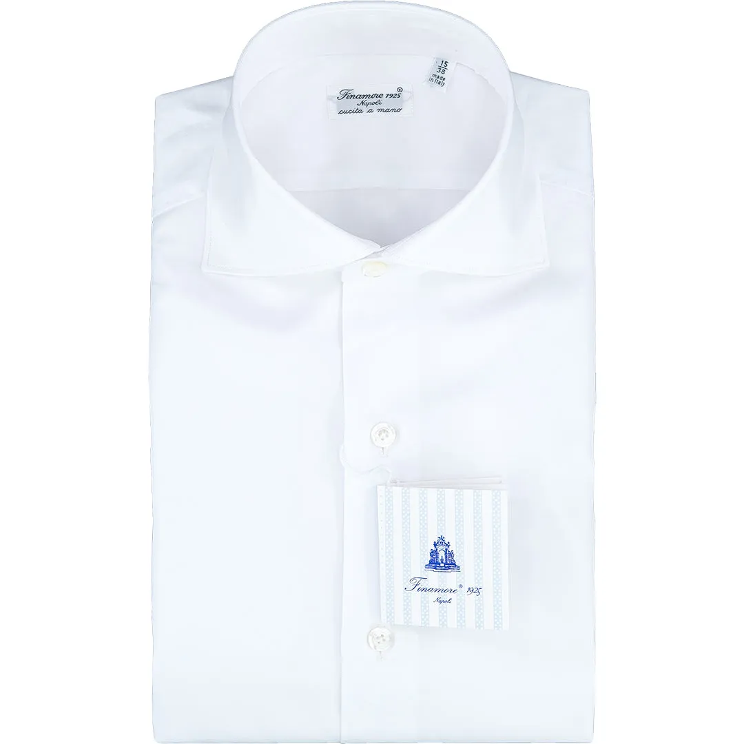 Camicia FINAMORE Milano in Cotone Twill Dobby Bianca