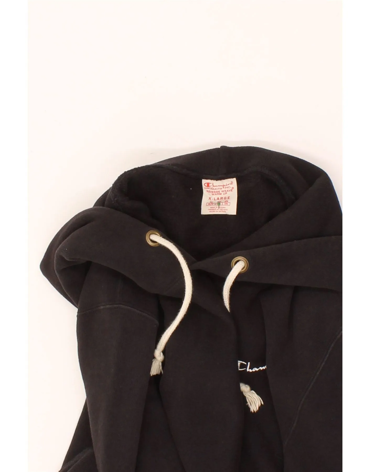 CHAMPION Womens Reverse Weave Hoodie Jumper XL Black Cotton