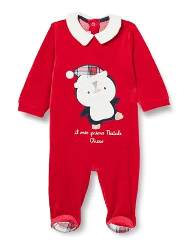 Chicco, Tutina Natale in ciniglia con piedino, Unisex 0-24, Rosso (831), 6 mesi