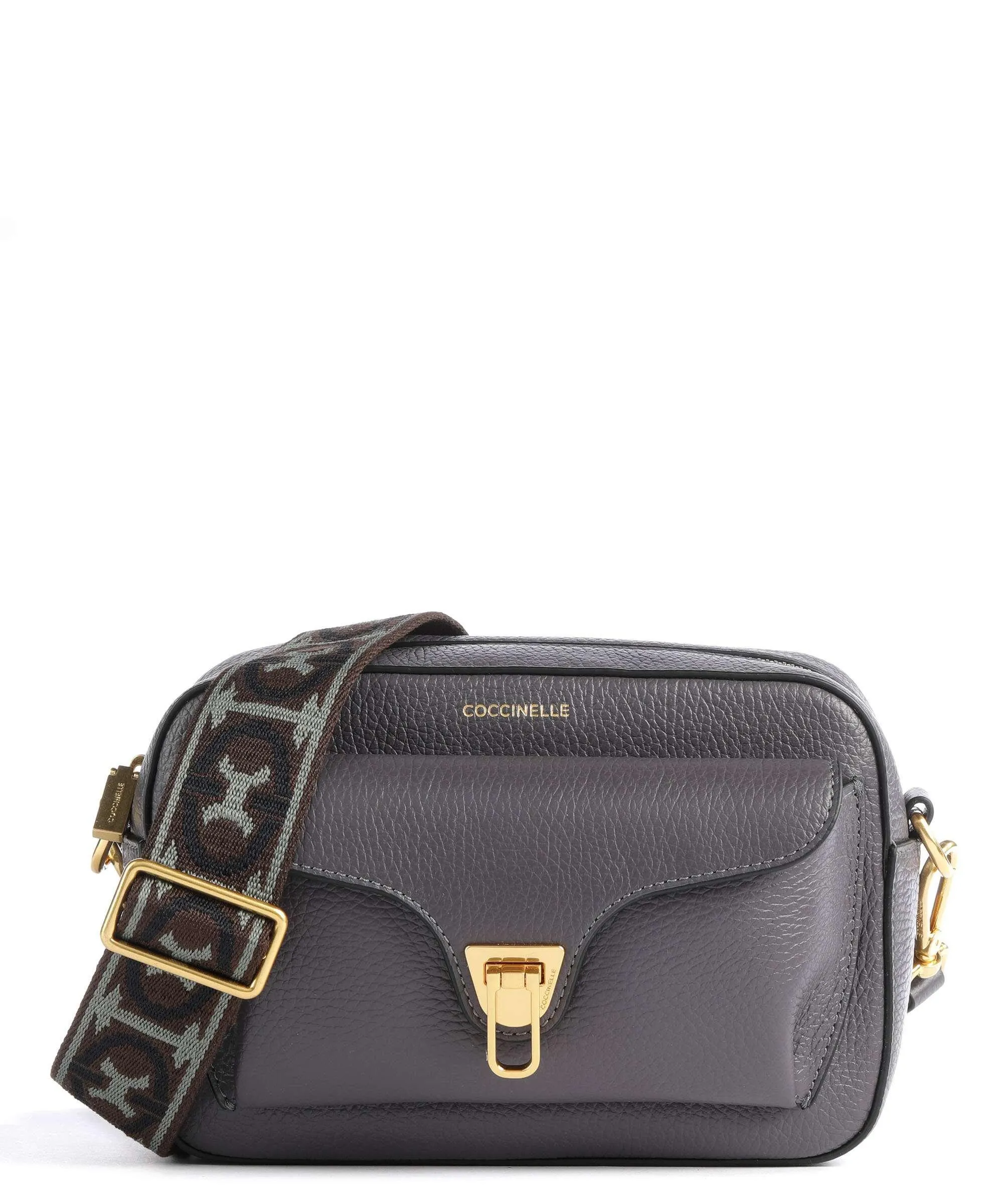 Coccinelle Beat Soft Ribbon Borsa a tracolla pelle granulata grigio scuro  