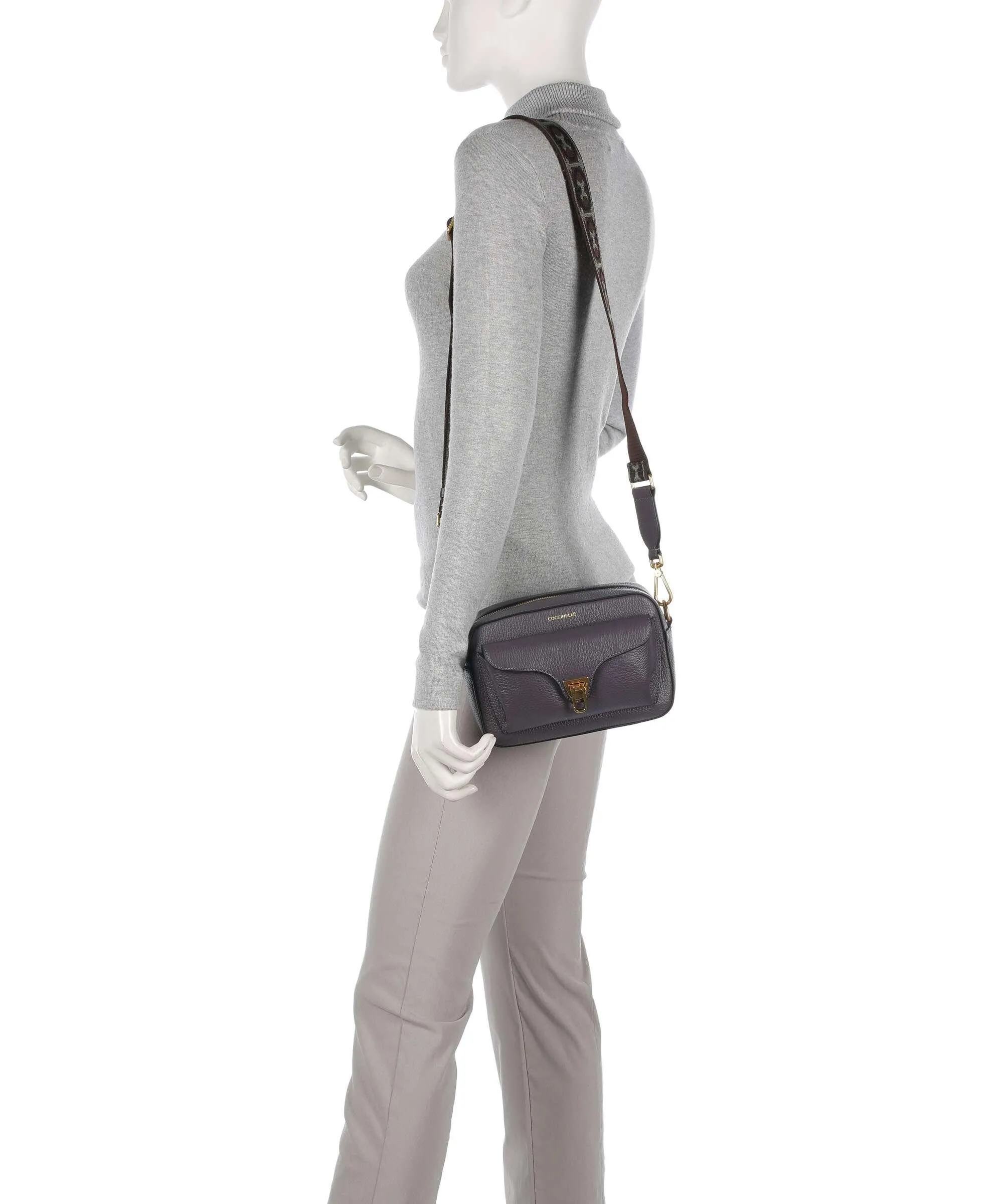  Coccinelle Beat Soft Ribbon Borsa a tracolla pelle granulata grigio scuro  