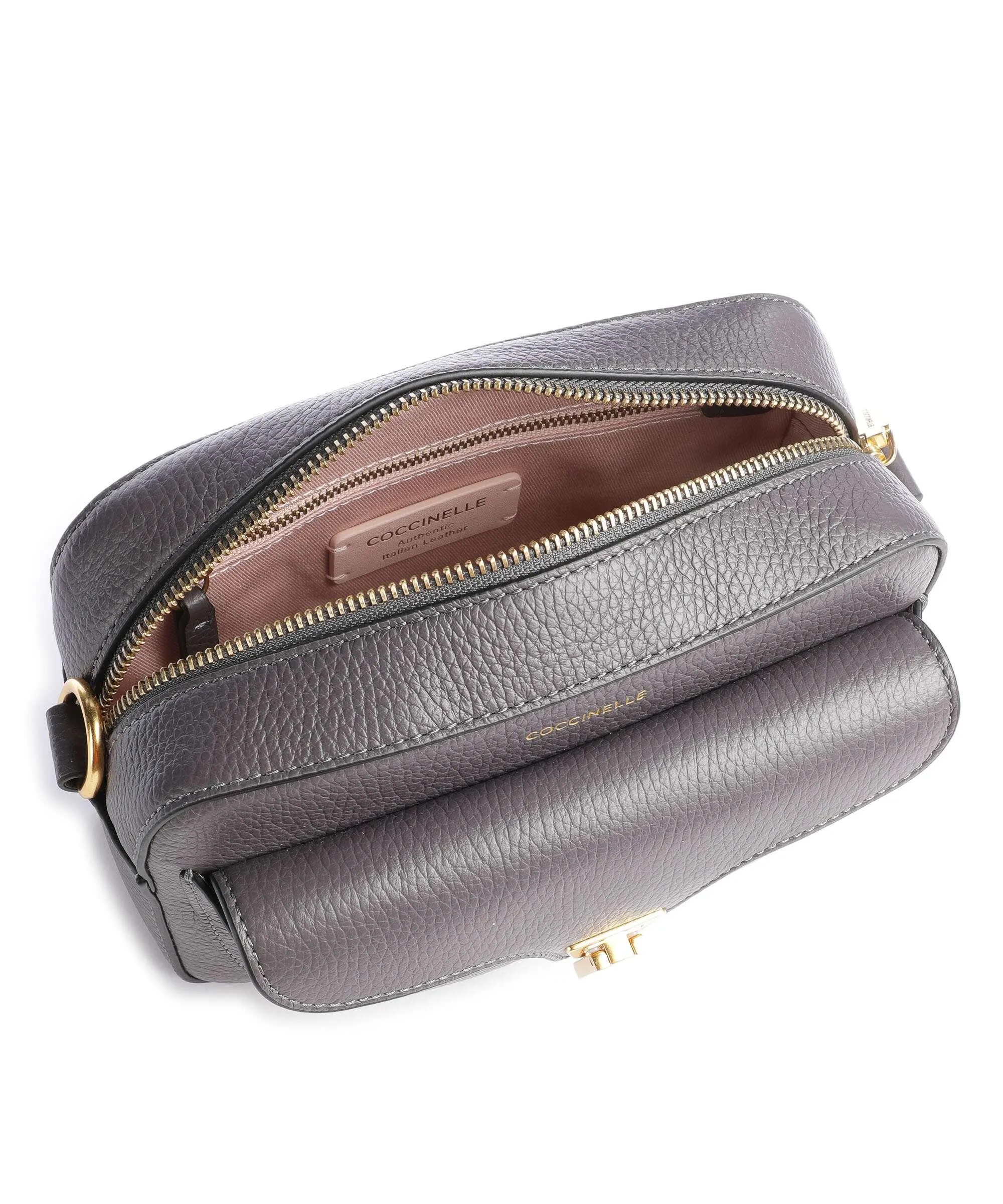  Coccinelle Beat Soft Ribbon Borsa a tracolla pelle granulata grigio scuro  