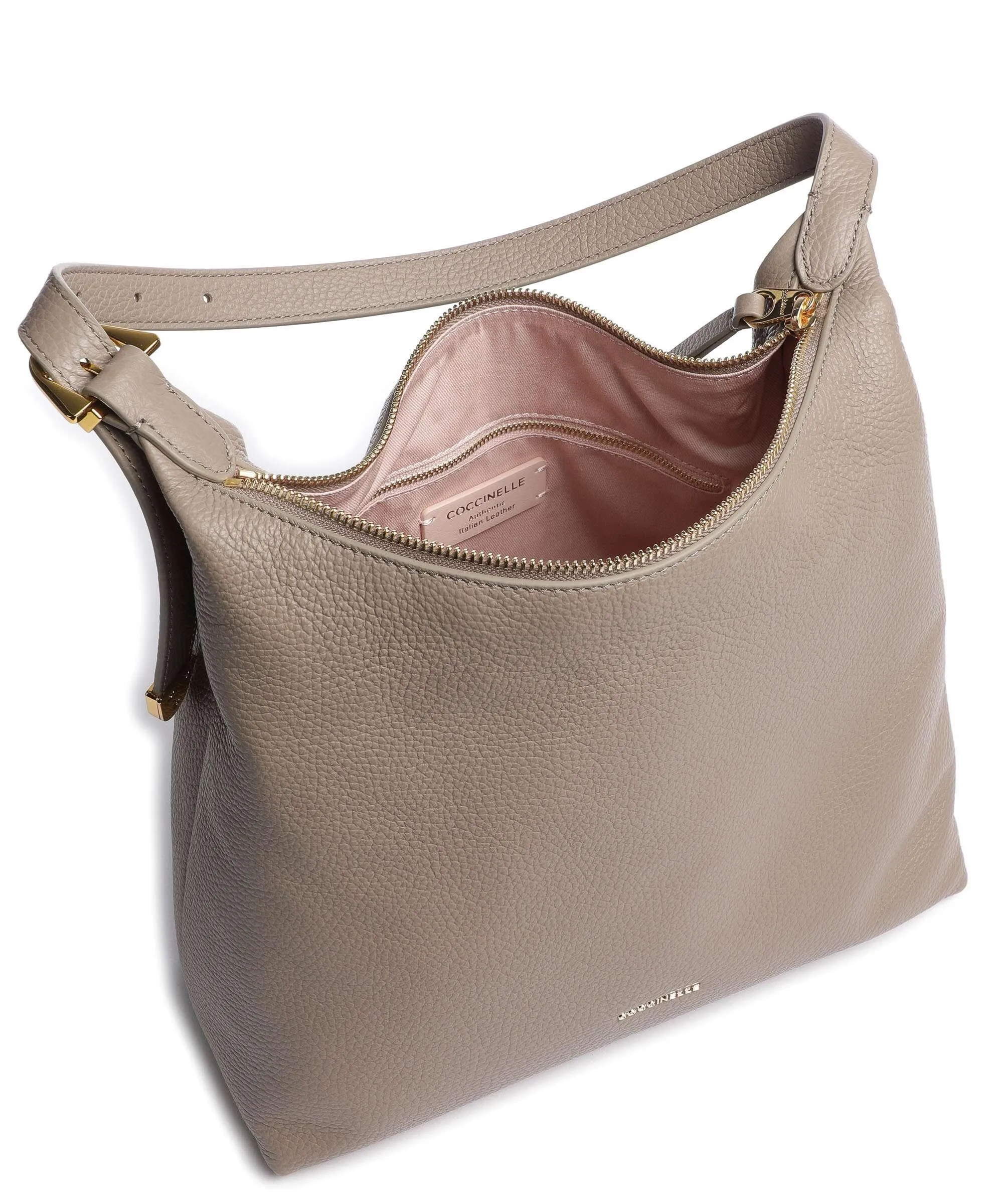  Coccinelle Gleen Borsa hobo pelle granulata taupe  