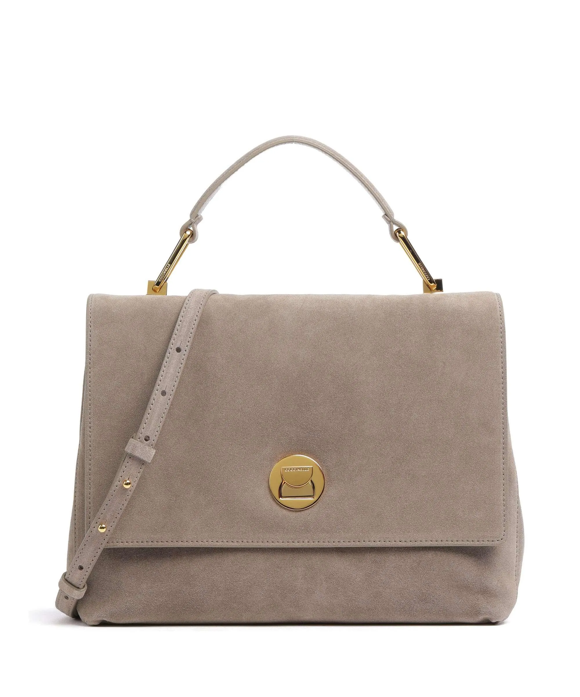  Coccinelle Liya Suede Borsa a mano pelle ruvida taupe  