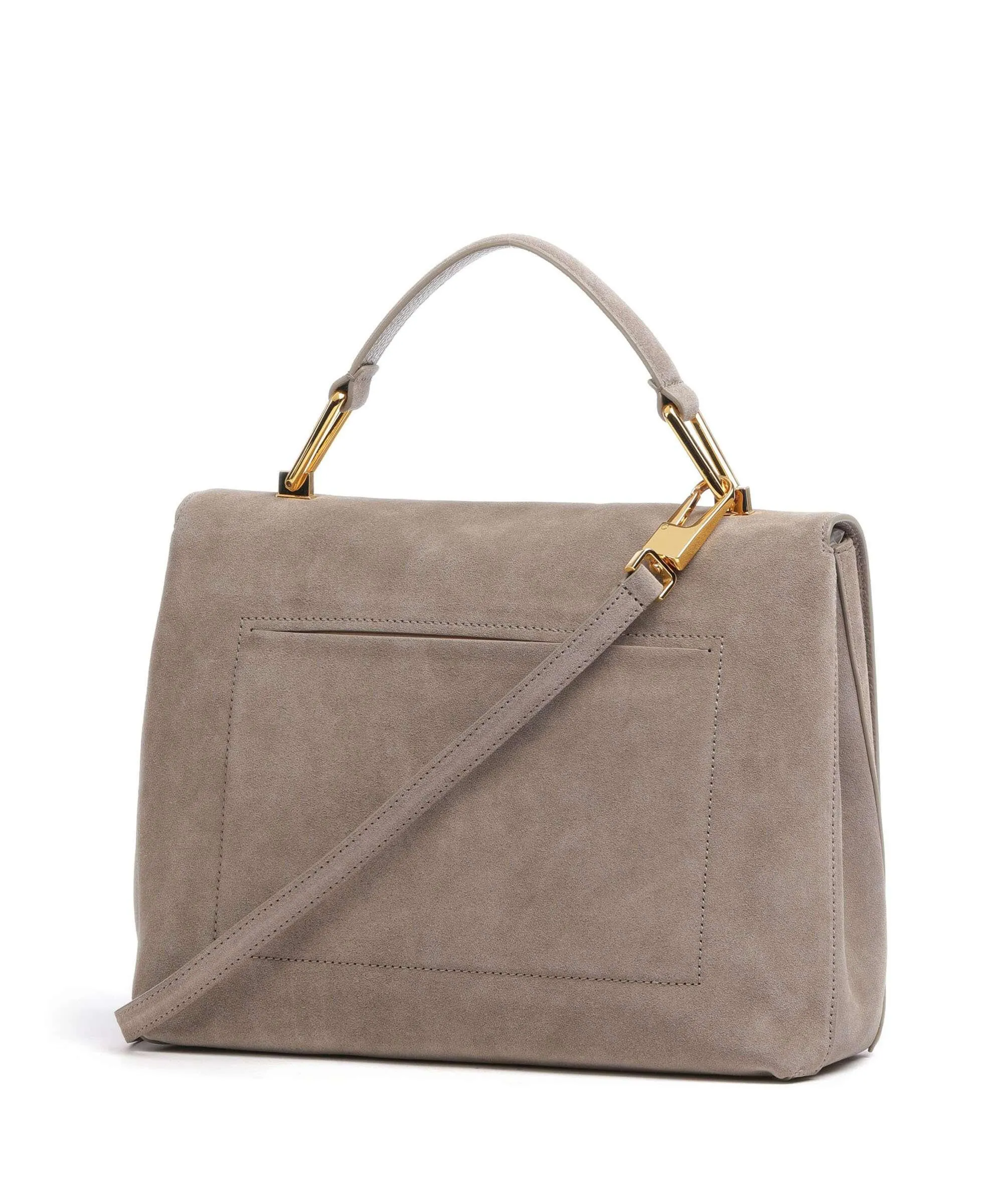  Coccinelle Liya Suede Borsa a mano pelle ruvida taupe  