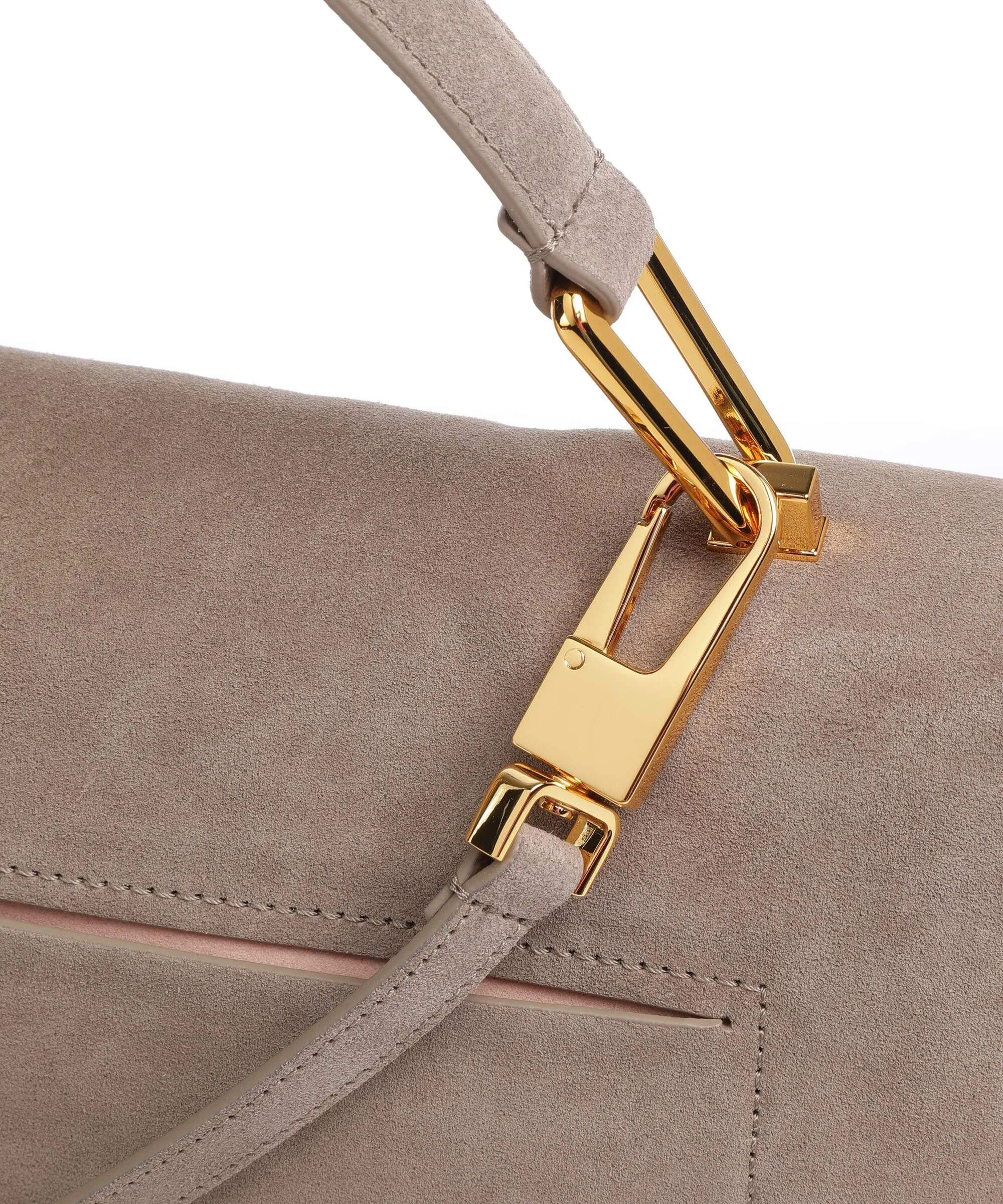  Coccinelle Liya Suede Borsa a mano pelle ruvida taupe  