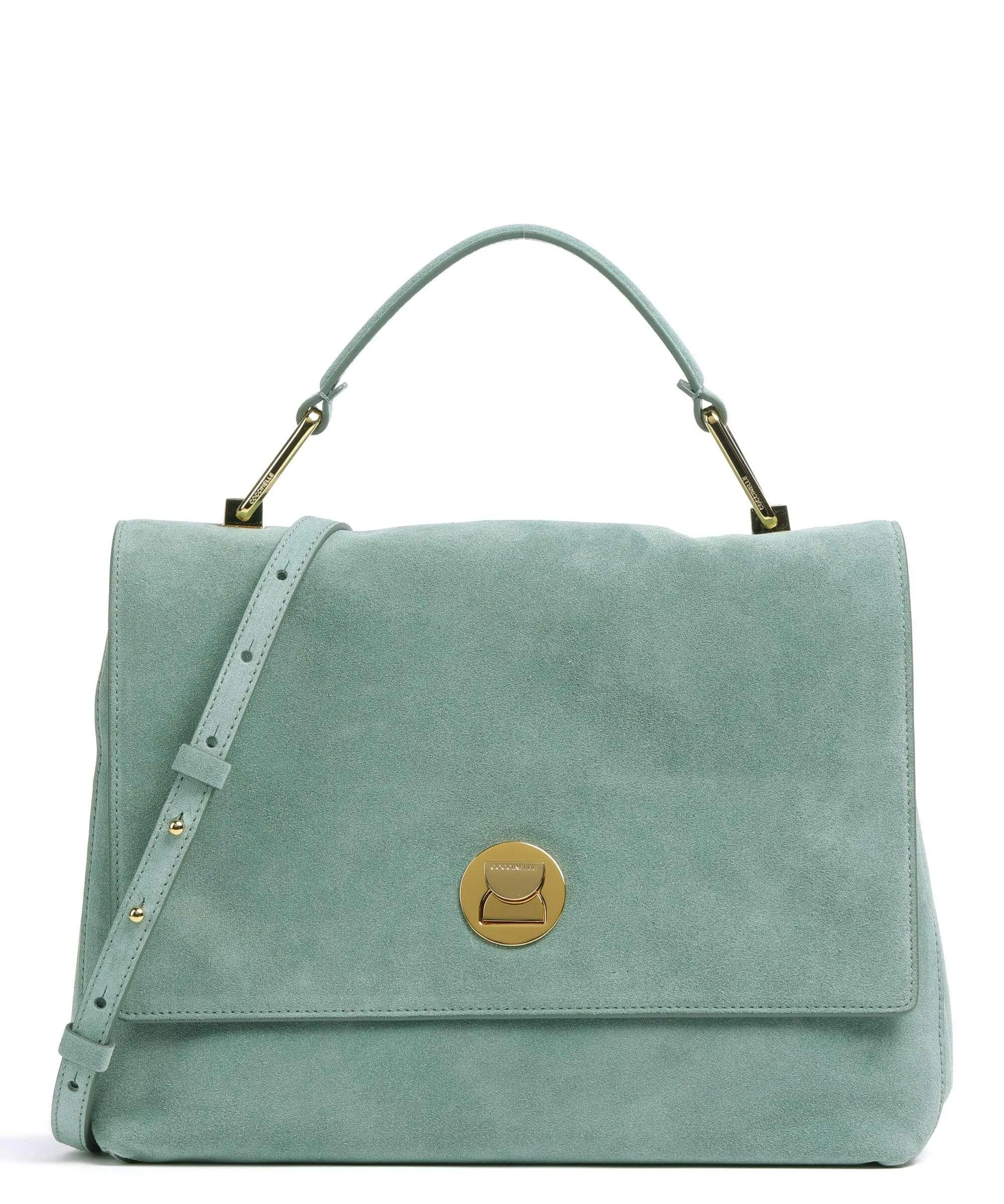  Coccinelle Liya Suede Borsa a mano pelle ruvida verde  