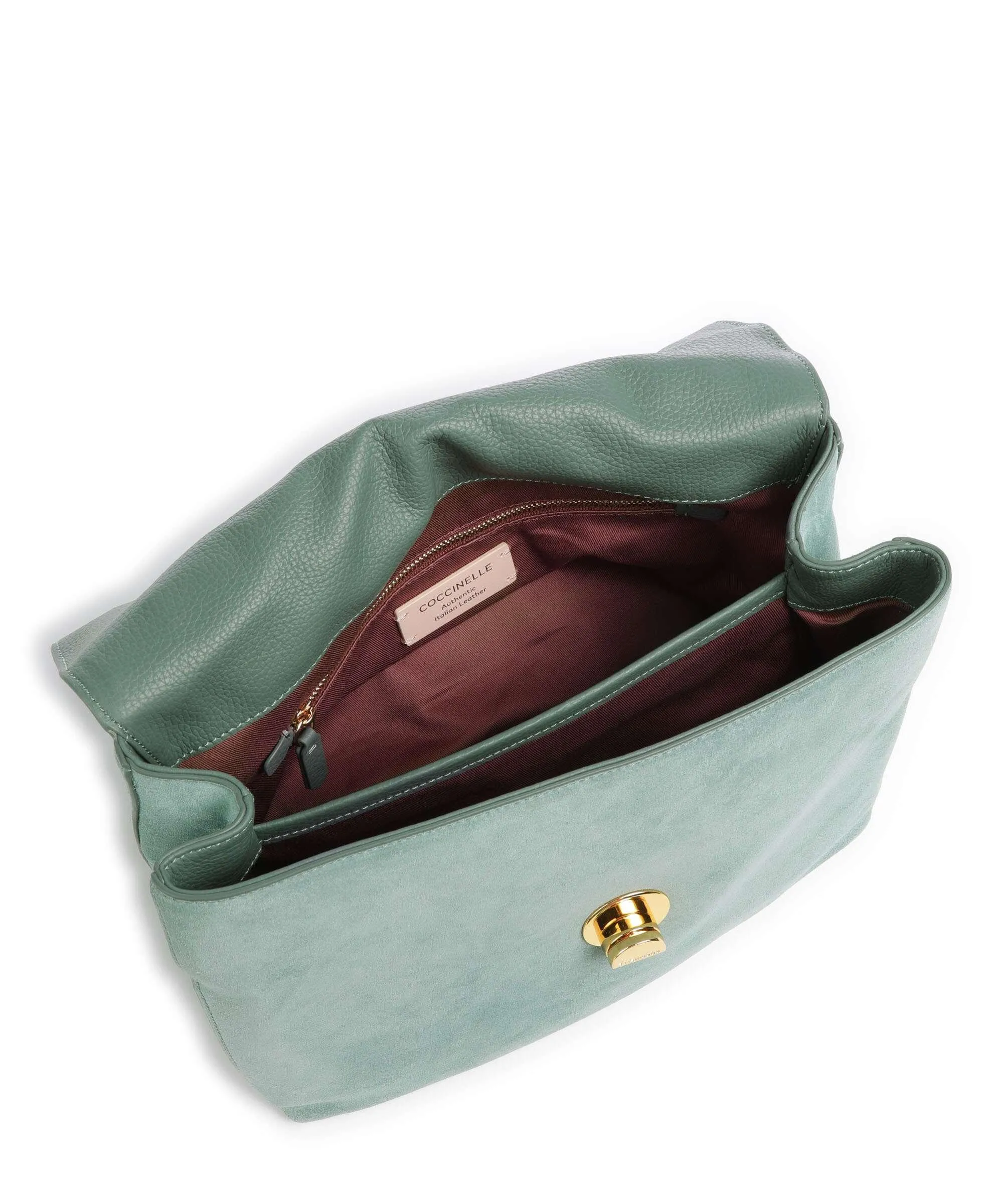  Coccinelle Liya Suede Borsa a mano pelle ruvida verde  