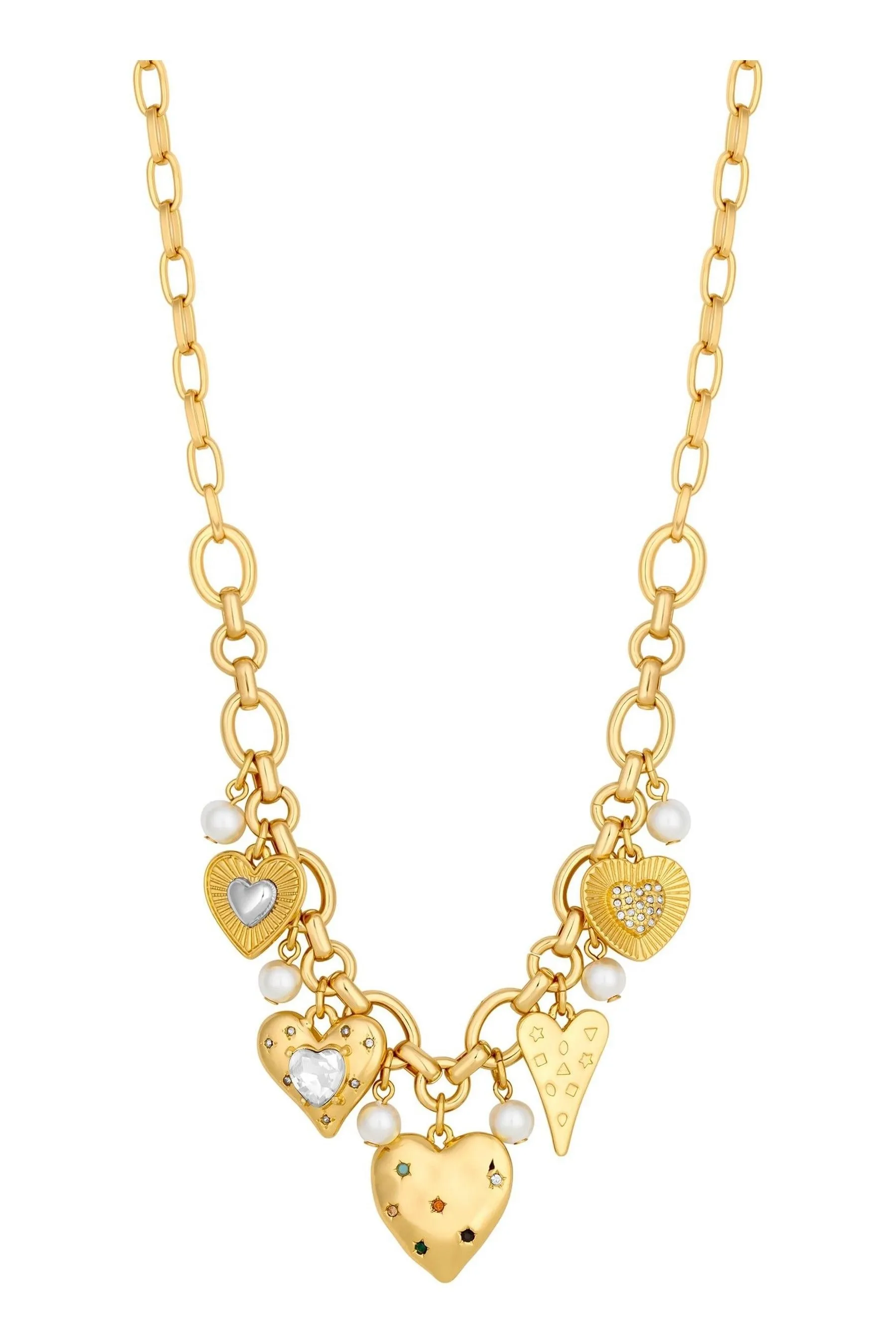 Collana con ciondolo a cuore e cristalli colorati