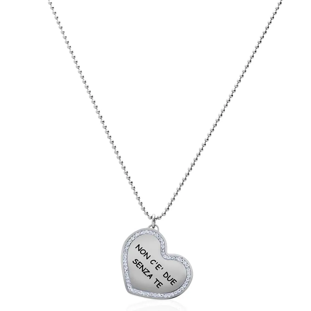 Collana con ciondolo in acciaio e strass