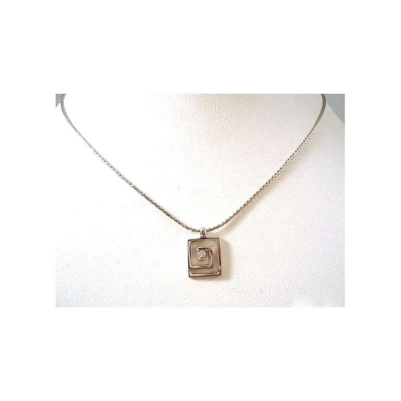 COLLANA CON CIONDOLO IN ORO BIANCO 18 KT CON DIAMANTE