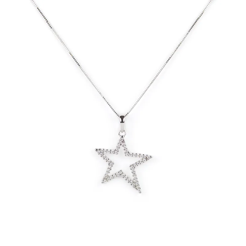 Collana con ciondolo stella di zirconi in oro bianco